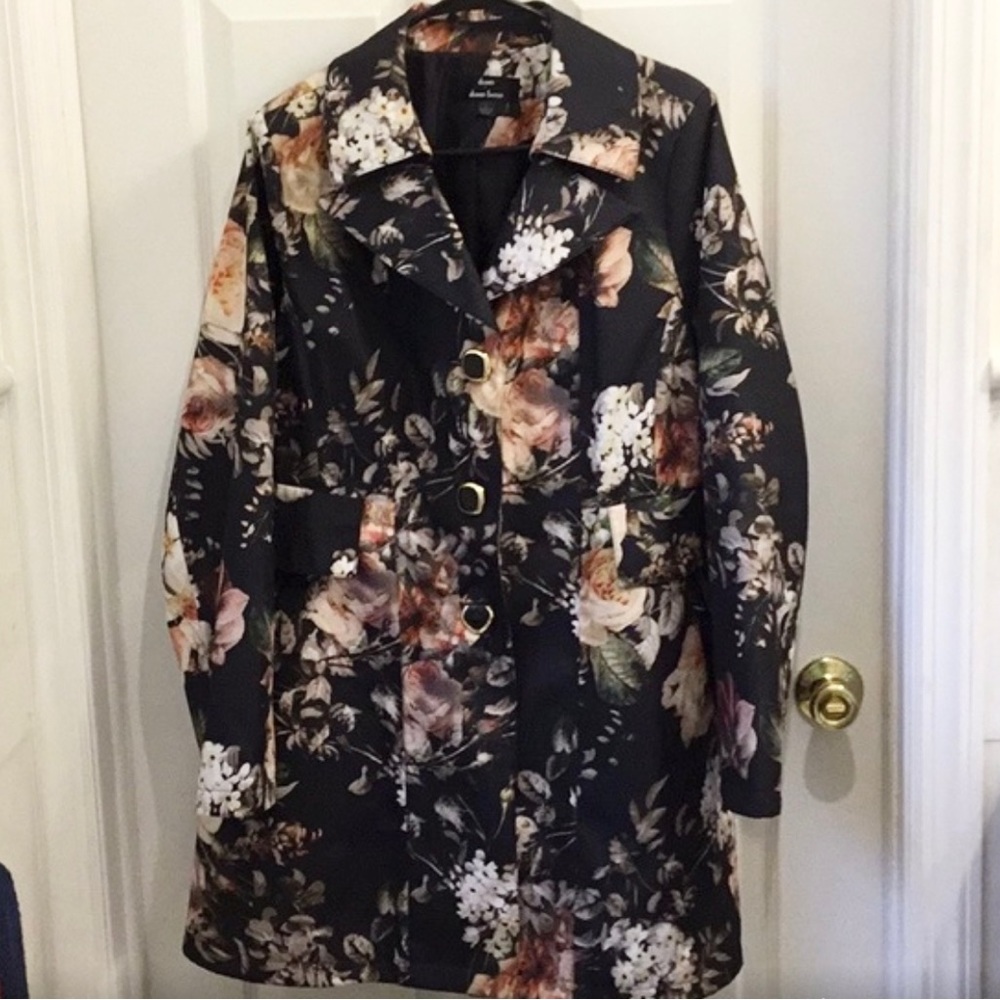 Dennis Basso floral jacket,raincoat Large